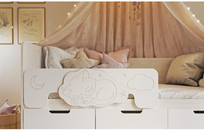 Юниор-4 Кровать 80х180 (Шарли белый, Крафт белый)