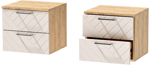 Тумба-6 прикроватная подвесная "Иннэс-7", Крафт золотой/Тирамису матовый