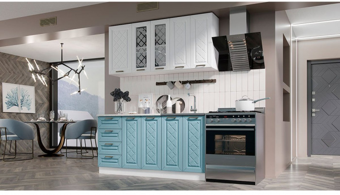 Кухня МДФ Агава 1600 (антрацит, Белый)