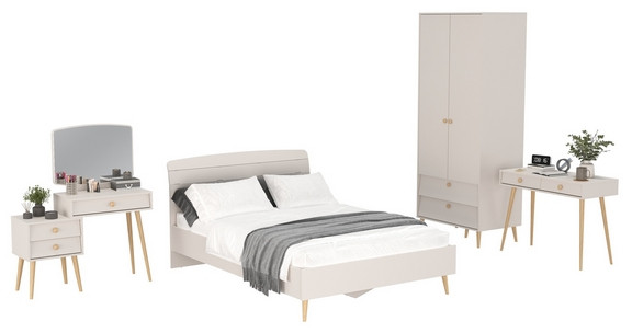 Афина Спальня 08-1400, цвет кашемир серый, сп.м. 1400х2000 мм., б/м, основание есть - фанера