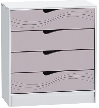 Детский Комод Бриз МДФ, Белый/Ирис (Волна)