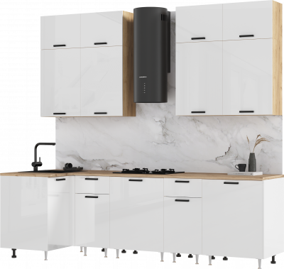 Кухня Рио NEW 1,0х2,6м/1080м (490), Компановка №3, Дуб крафт/Белый глянец