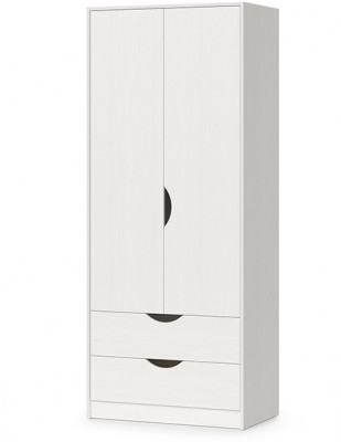 КР100 Уна 13.327 Шкаф для одежды, цвет белый(структура Поры дерева), ШхГхВ 83,8х49,7х205,3 см., два выдвижных ящика