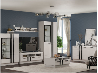 Модульная гостиная Магнолия (Белый глянец)