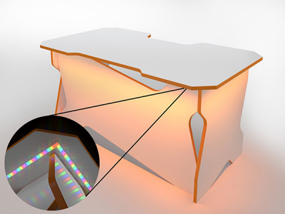 Игровой компьютерный стол RVG с подсветкой Белый/Оранжевый 140