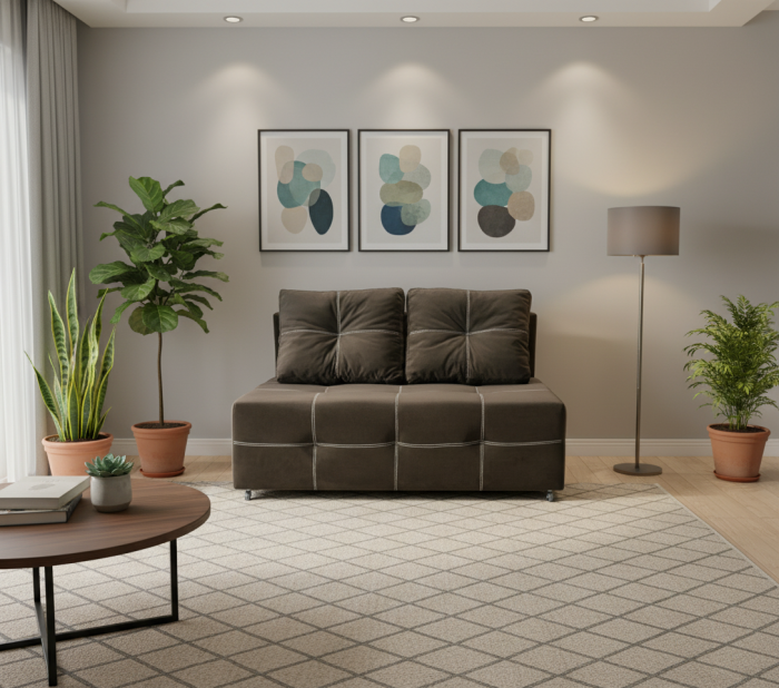 Диван-аккордеон Марс мини, сп.м. 160х200, велюр коричневый