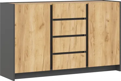 Остин Комод 1400 (2 двери 4 ящика) (Дуб крафт, Графит)