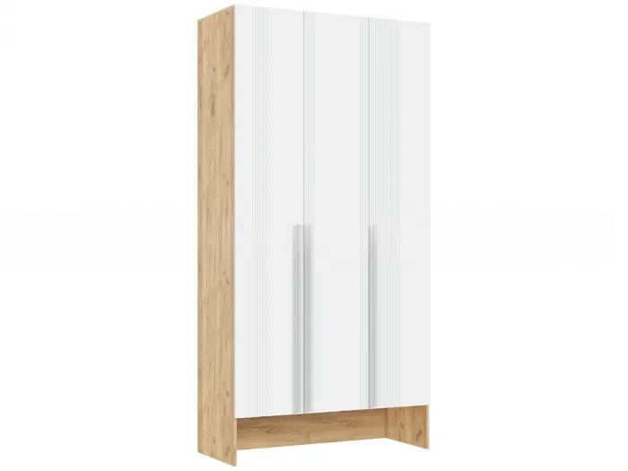 Луна Шкаф 3-х ств. браш вайт/дуб крафт