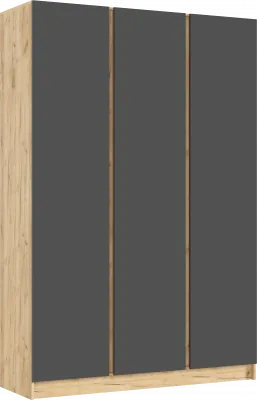 Келвин Шкаф 3-х створчатый 1500, Графит, Дуб Крафт