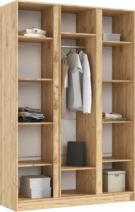 Келвин Шкаф 3-х створчатый 1500, Графит, Дуб Крафт