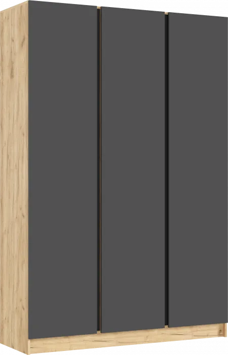 Келвин Шкаф 3-х створчатый 1500, Графит, Дуб Крафт