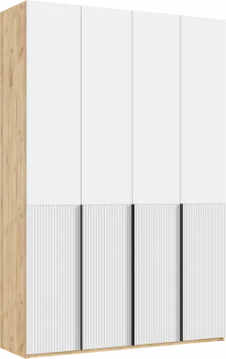 Марвэл Шкаф 4-х створчатый 1600, Браш Вайт, Дуб Крафт