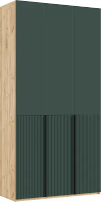 Марвэл Шкаф 3-х створчатый 1200, с доп.ящиками Браш Мени Грин, Дуб Крафт