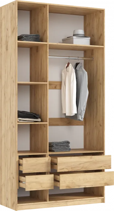 Марвэл Шкаф 3-х створчатый 1200, с доп.ящиками Браш Мени Грин, Дуб Крафт