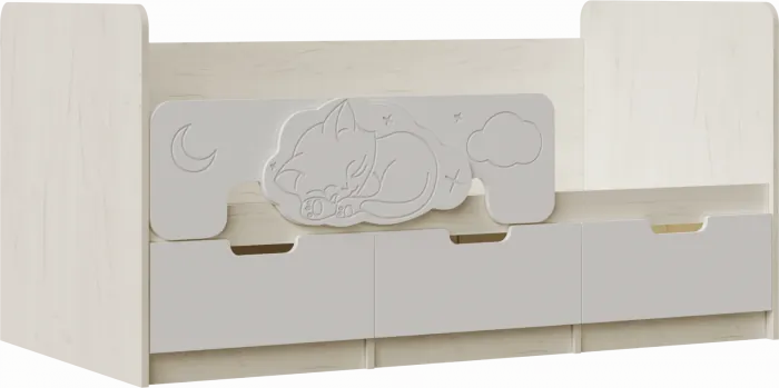 Модульная детская Юниор-4, композиция 1 (Шарли бриз, Крафт белый)