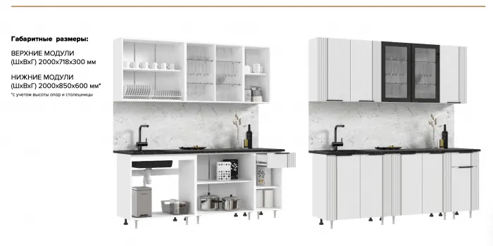 Кухня Виктория 2,0м Пластер блэк/графит