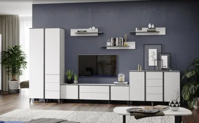 Модульная Гостиная Амара, композиция 2, Белый/Графит серый