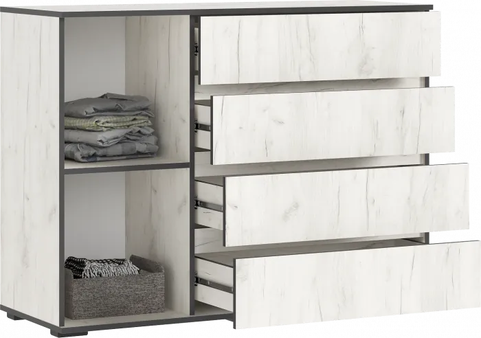 Норд Комод 1 дверь 4 ящика (1200), крафт белый