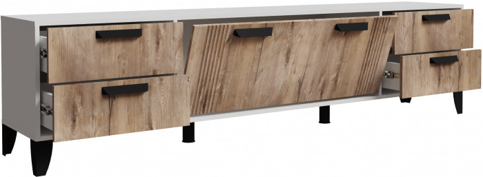 Тумба ТВ с опорами Парус-12, Белый/Белый снег