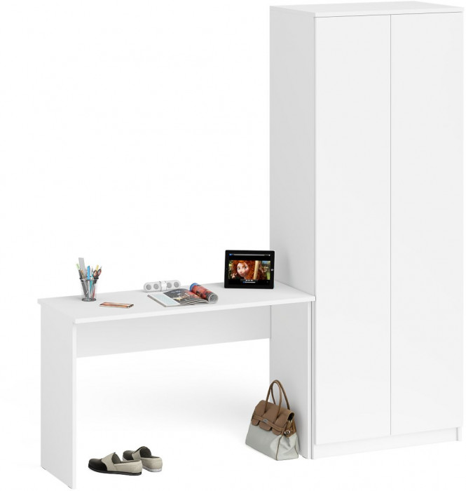 Мори письменный стол МСП1200.1 + Шкаф МШ800.1, белый