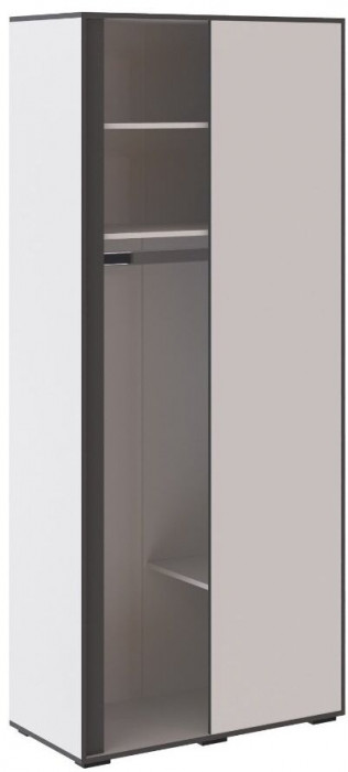 Асцелла Шкаф угловой приставной белый/графит серый