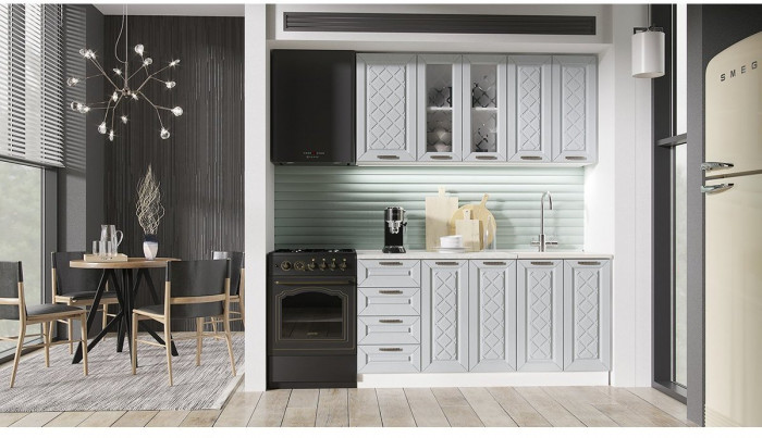 Кухня МДФ Агава 1600 (Акация белая, Белый)