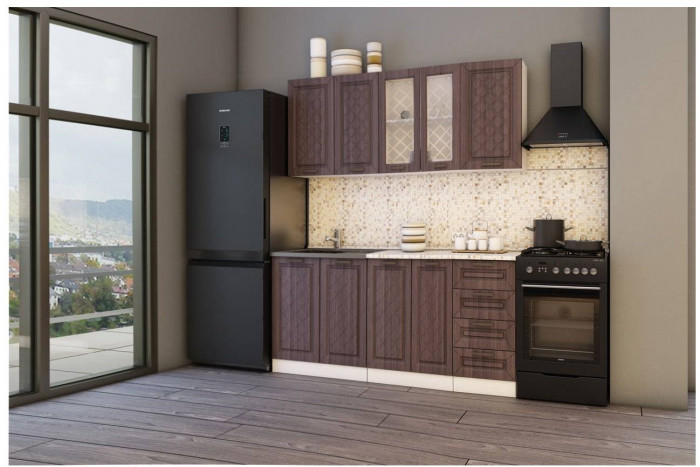 Кухня МДФ Агава 1600 (Акация белая, Белый)