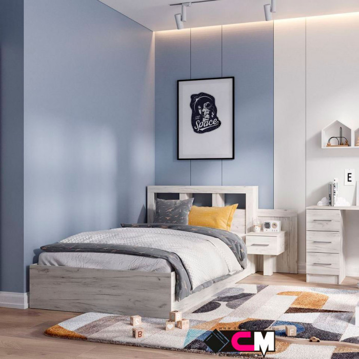 Гранд кровать 1,4 (1.472х0,950х2,210) дуб крафт белый