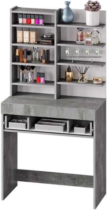 Столик туалетный Инстайл СТ-01, бетон/белый