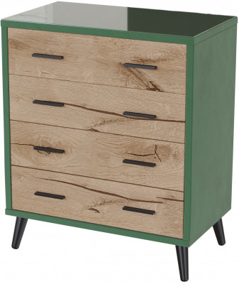 Комод интерьерный Ланс изумруд/мдф дуб канадский