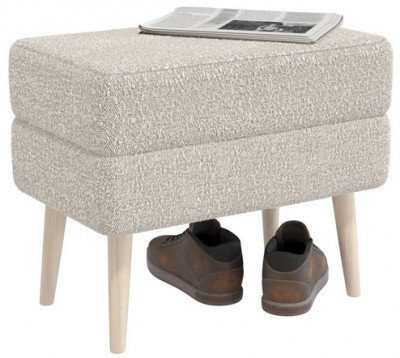 Банкетка 6-5138ТКШсв.серый Тифани, цвет ткань светло-серая, ШхГхВ 55х33х46 см.(прямоугольная банкетка на четырёх ножках), цвет ножек: иней