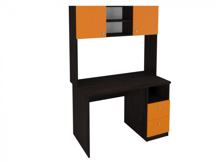 Стол письменный с надстройкой Венге/Оранжевый