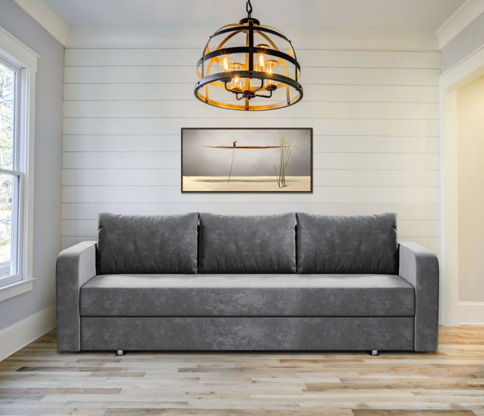 Диван-кровать Вектор, еврокнижка, велюр, 140х190, серый