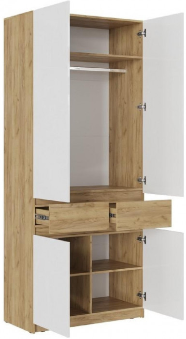 Роджина Шкаф двухстворчатый (Графит, Крафт золотой)