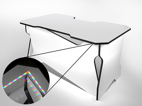 Игровой компьютерный стол RVG с подсветкой Белый/Черный 140