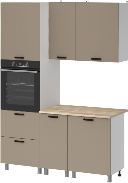 МК Аленушка 1,6м ПД Орешник Матовый Вижен,скоба черный,сонома (без столешницы)