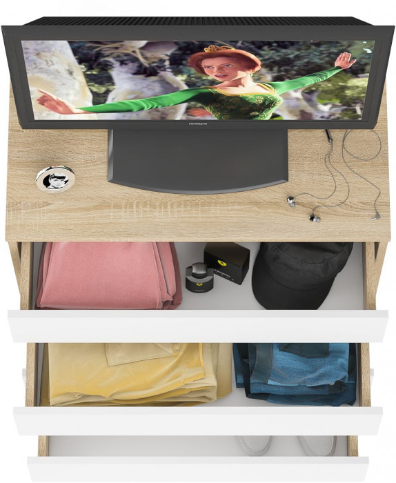 Мори Комод МК800.4, цвет дуб сонома/белый, ШхГхВ 80,4х41х94 см.