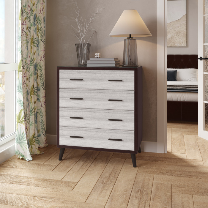 Комод интерьерный Ланс коричневый/мдф сандал белый