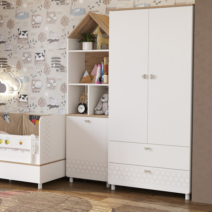 Эйп 13.334 Шкаф для одежды, белый/дуб белый