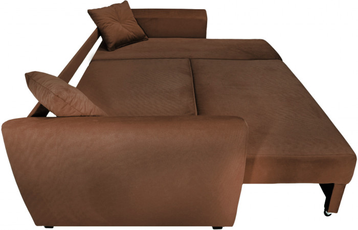 Диван-кровать угловой Амстердам Люкс, 160х200, еврокнижка, велюр, коричневый