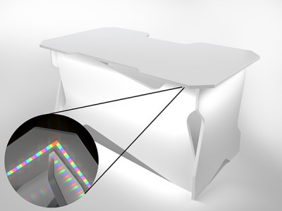 Игровой компьютерный стол RVG с подсветкой Белый/Белый 160