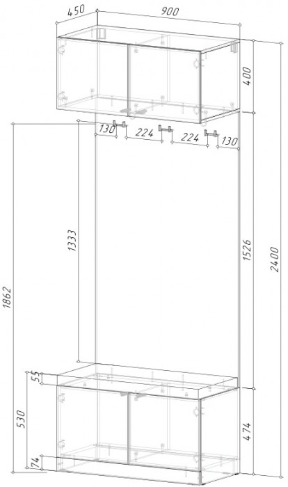 КАНТРИ Шкаф ШК-004 (Шкаф с вешалкой и сидушкой)