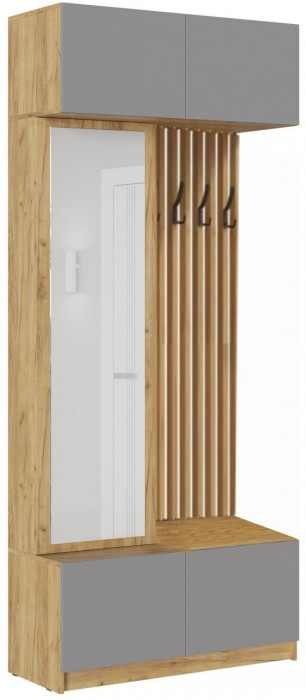 Прихожая Роджина, Крафт Золотой/Белый глянец, кромка Сонома