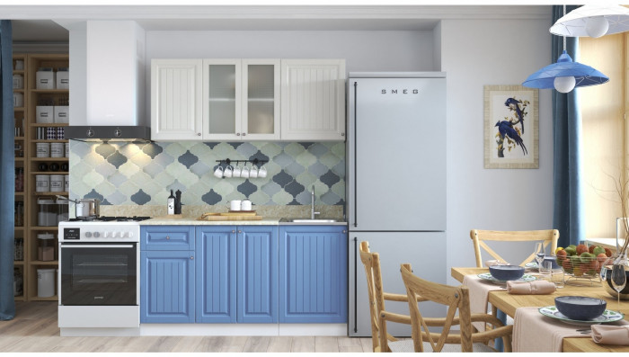 Кухня МДФ Хозяюшка 1500 (Трюфель, Белый)