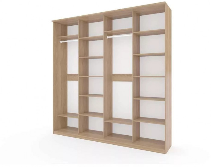 Шкаф купе Модерн 2362х600 4-х дверный 4-х секционный зеркальный с пескоструем №2 ясень