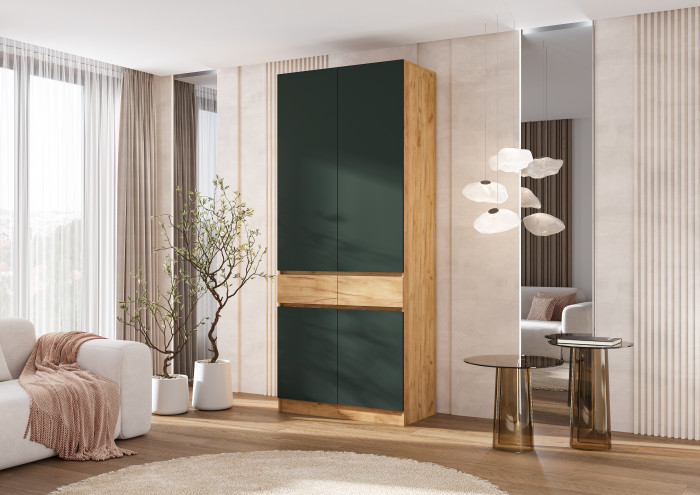 Роджина Шкаф 2-х створчатый, Дуб крафт/Изумрудный