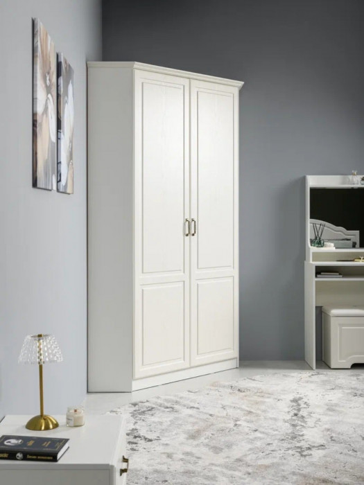 Ливерпуль Шкаф для одежды 13.124 с карнизом, ясень ваниль/белый