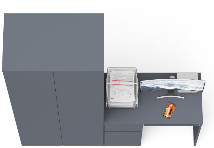 Мори Стол компьютерный МС-1 левый + Шкаф МШ800.1, цвет графит, ШхГхВ 170,4х50,4х209,6 см., выдвижной ящик слева, НЕ универсальная сборка