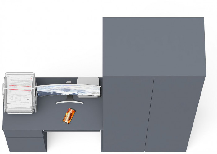 Мори Стол компьютерный МС-1 левый + Шкаф МШ800.1, цвет графит, ШхГхВ 170,4х50,4х209,6 см., выдвижной ящик слева, НЕ универсальная сборка