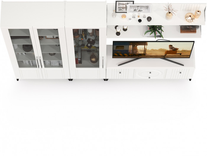 Валенсия Гостиная № 078, ЛДСП белый шагрень/МДФ белый шагрень